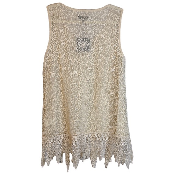 Anthropologie Ryu Cream Lace and Crochet Overlay Tunic NWT Large RT5758-S14 - Picture 7 of 13